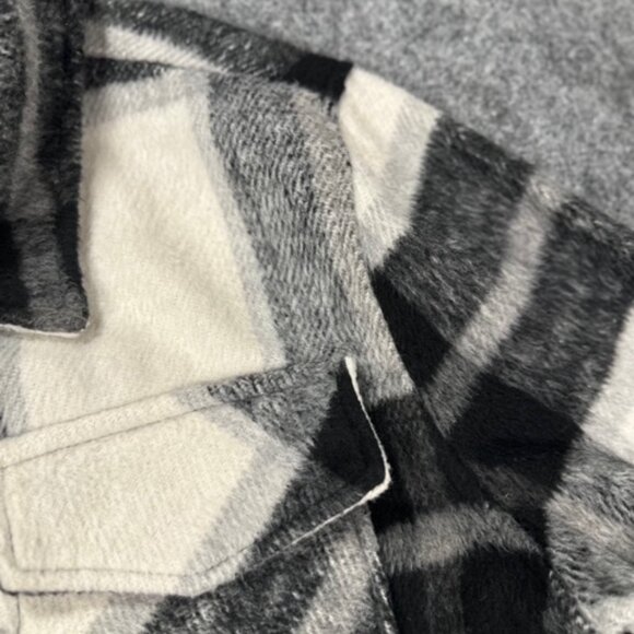 Jason Maxwell Womens Black White Plaid Chore Shacket Medium Shirt Jacket Fall - Picture 11 of 15